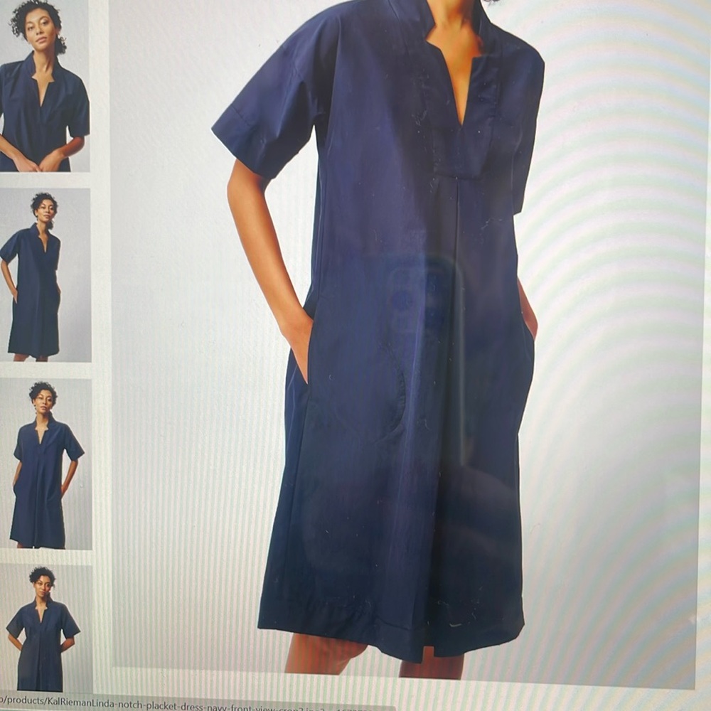 Kal Rieman - Navy Zipper-front Short-Sleeve Dress - Size Medium